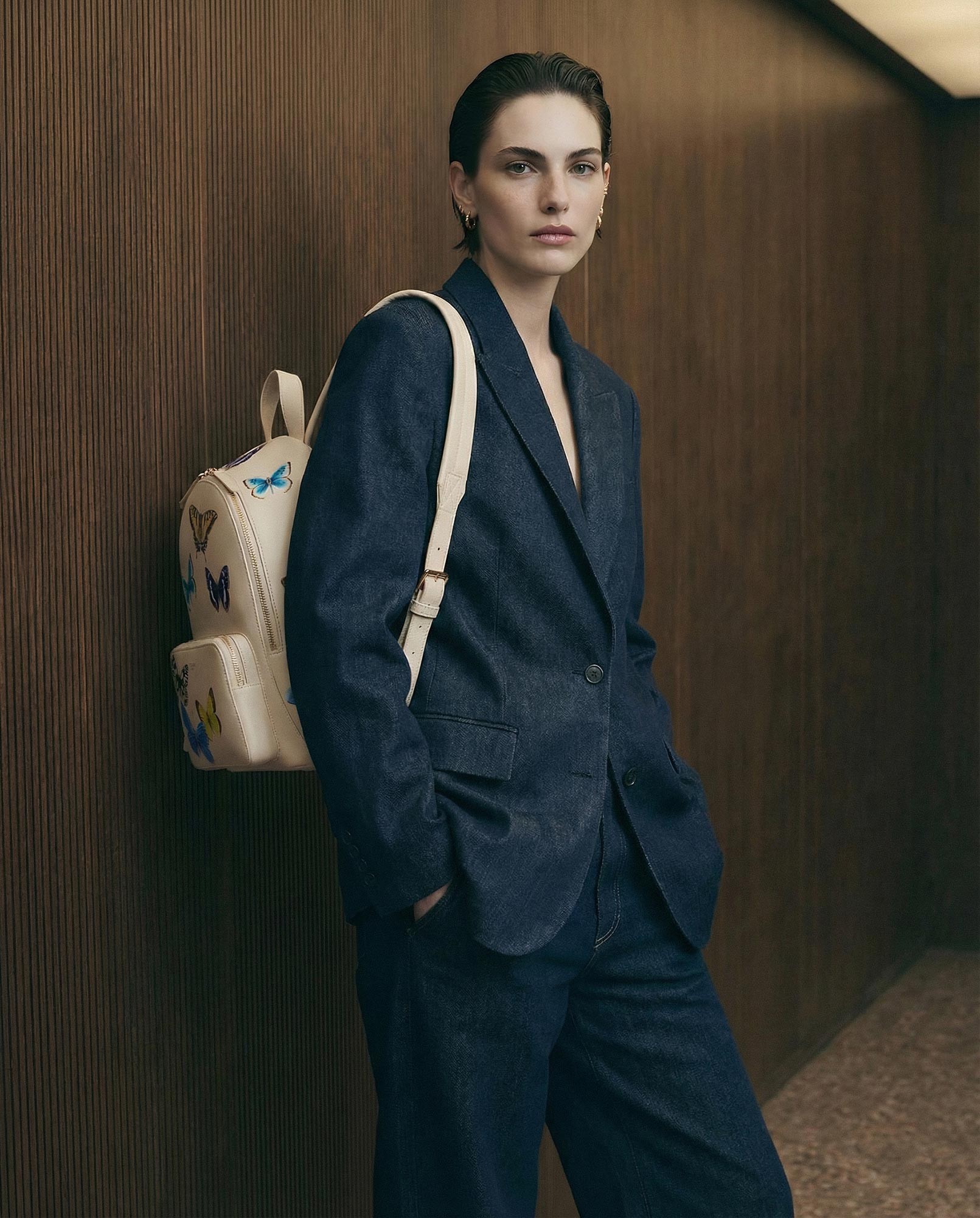 Emma Backpack Ivory Butterflies