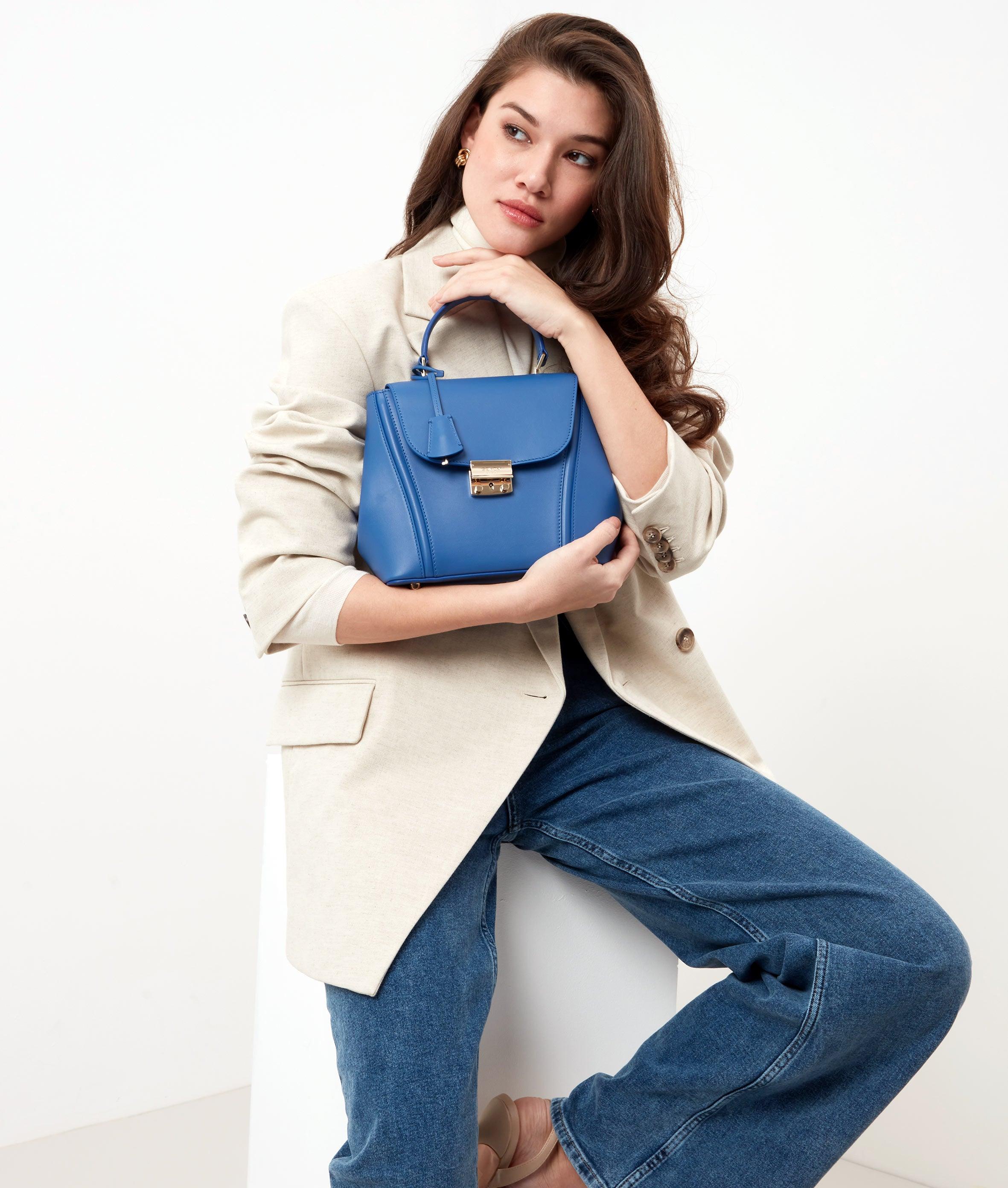 Royal Blue Small Top Handle Designer Bag - The fusion of London's style and Italy's craftsmanship.