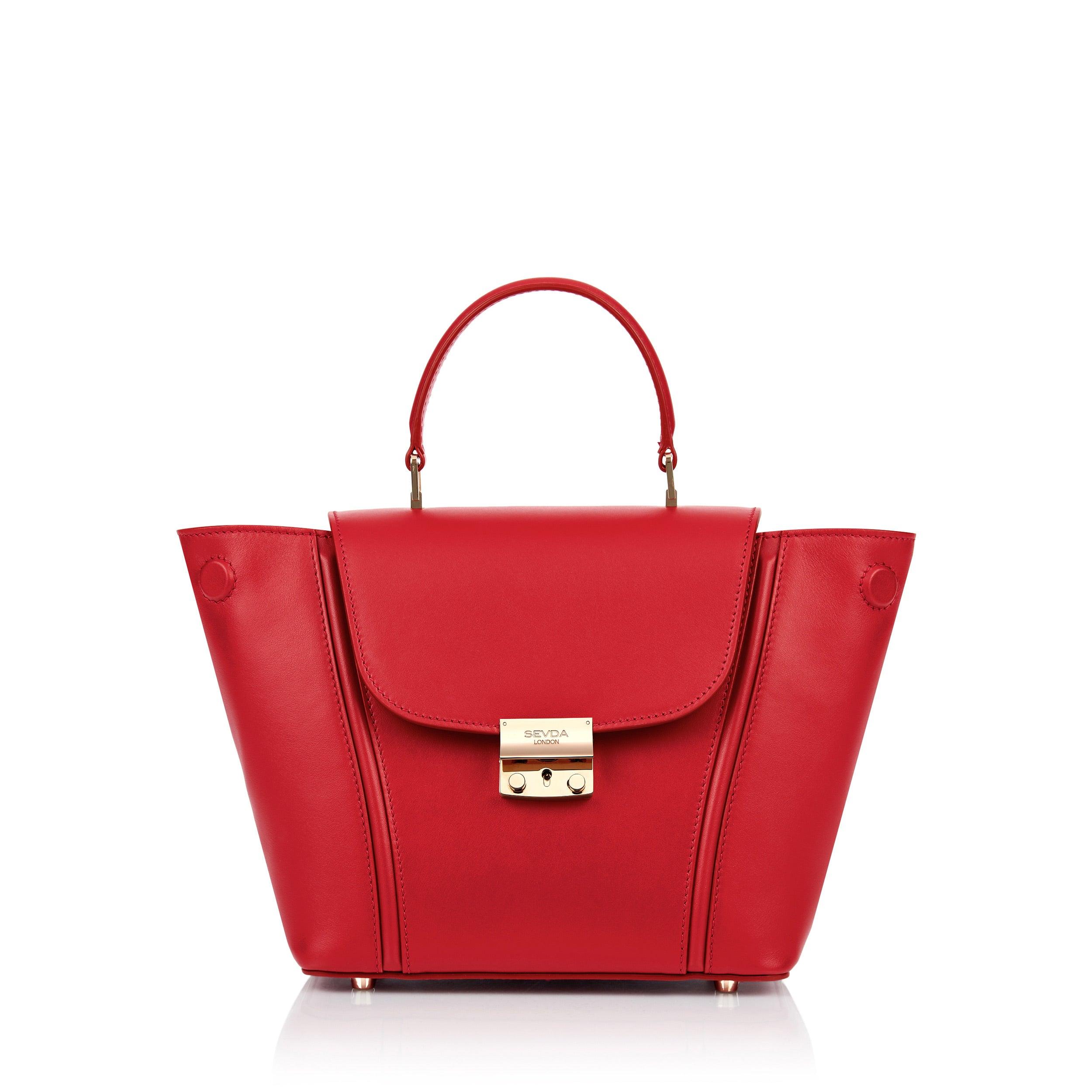 Red Small Top Handle Designer Bag - A fusion of London design and Italian craftsmanship.