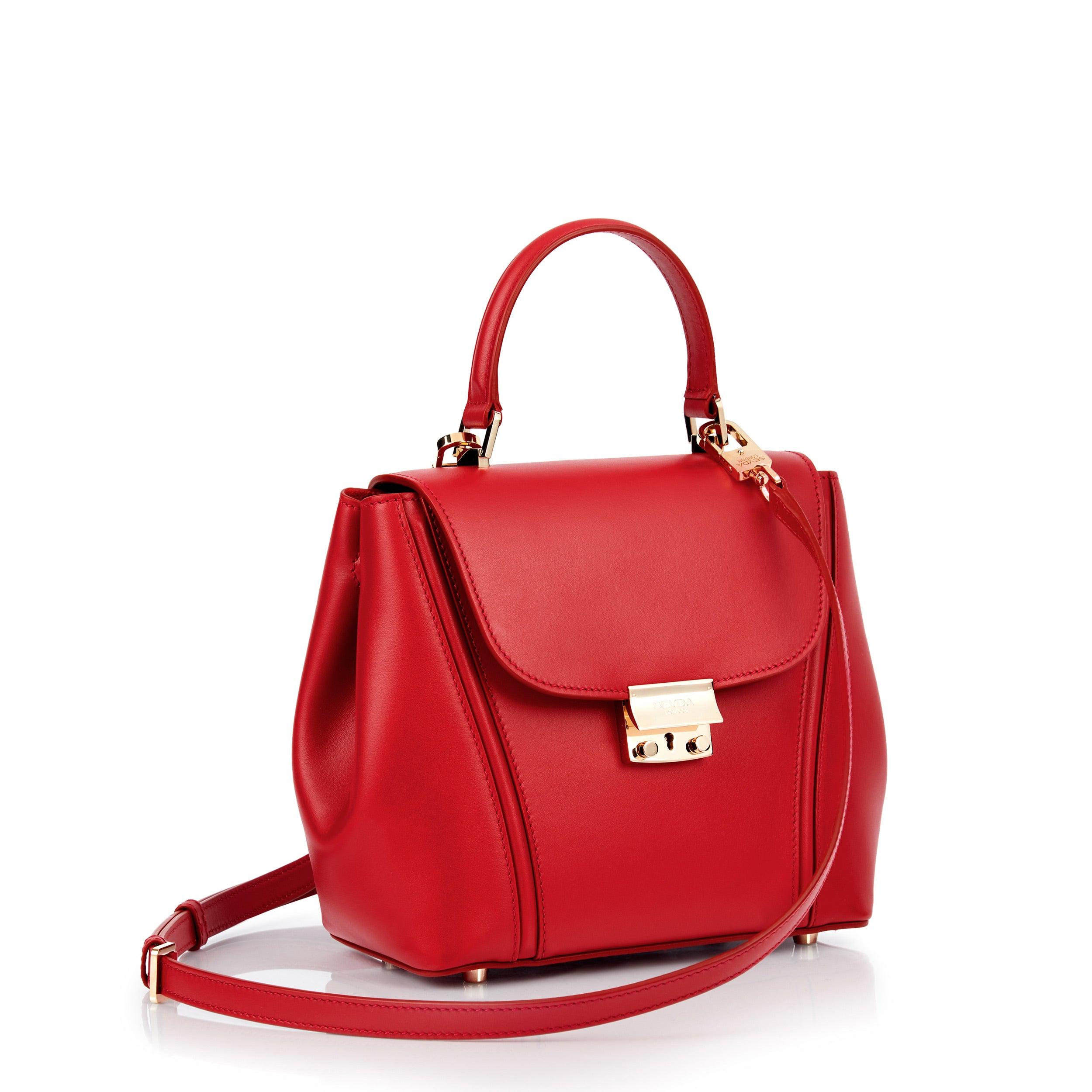 Red Small Top Handle Designer Bag - A fusion of London design and Italian craftsmanship.