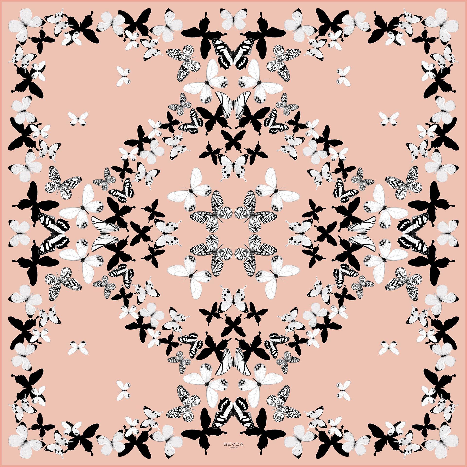 Coral Pink Butterflies Silk Scarf - A blend of London's design and Italian craftsmanship, a luxurious gift choice.