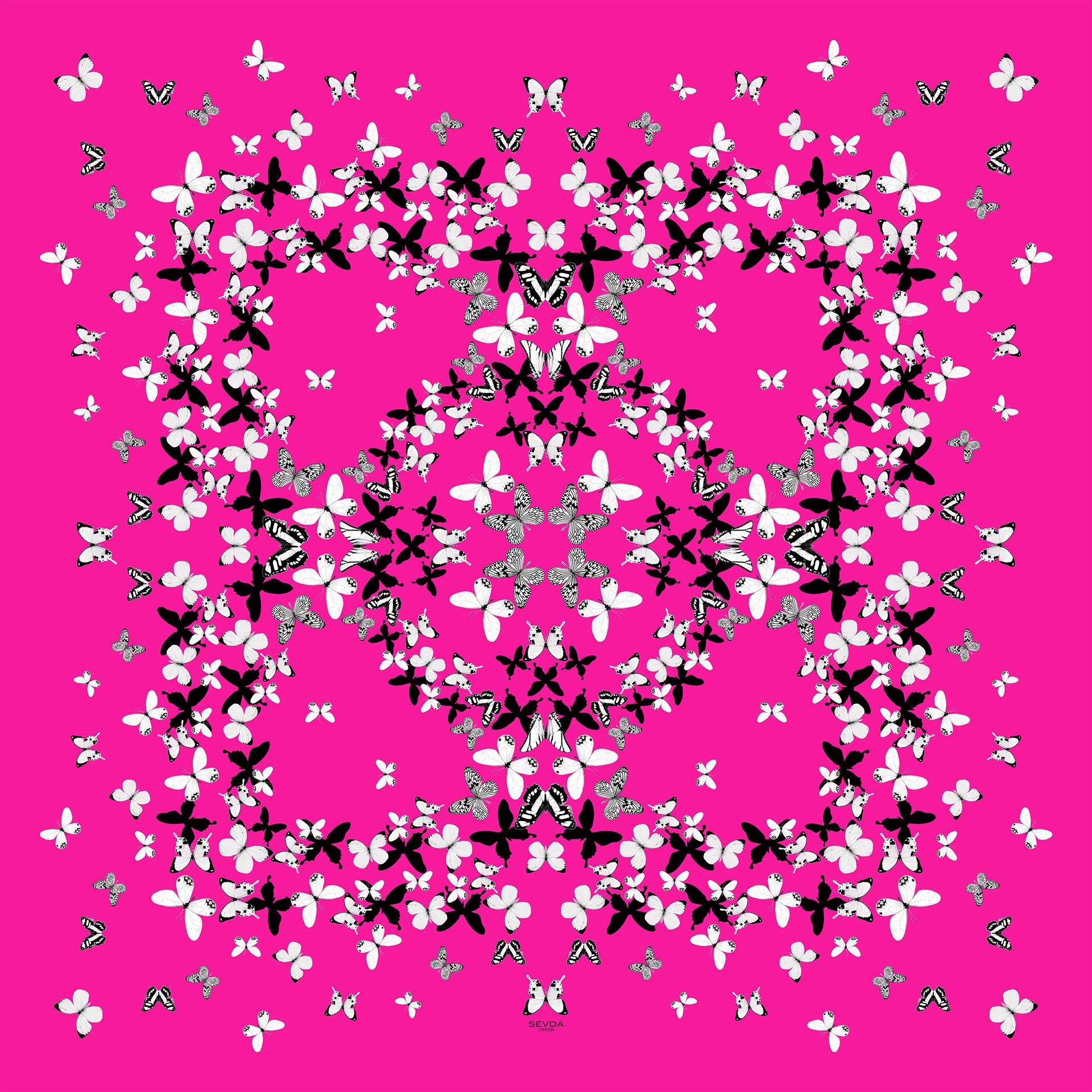 Fuchsia Pink Butterflies Cashmere Blend Scarf - Fusion of London's design and Italian craftsmanship, a luxurious gift choice.