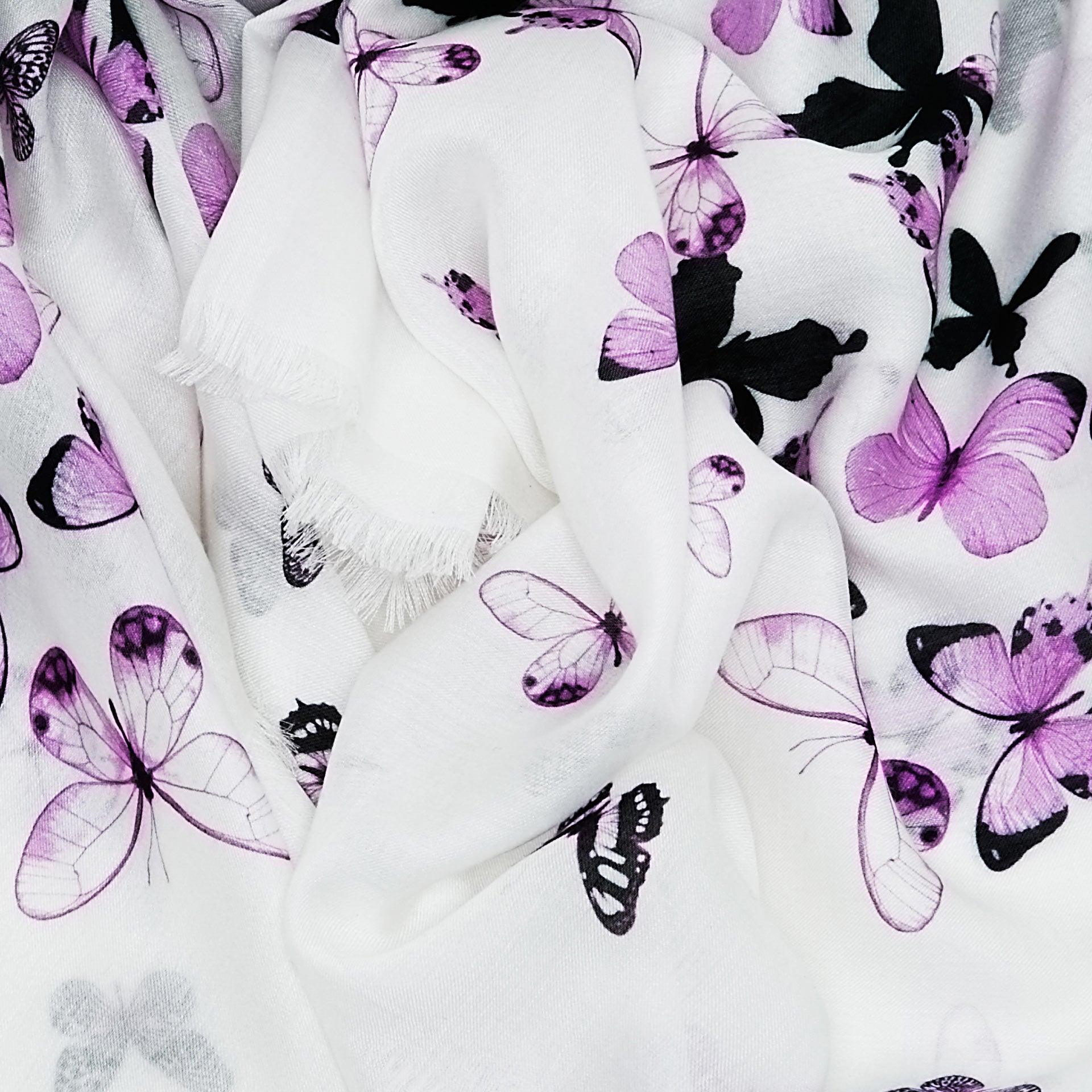 Off White Butterflies Cashmere Blend Scarf - Fusion of London's design and Italian craftsmanship, a luxurious gift choice.