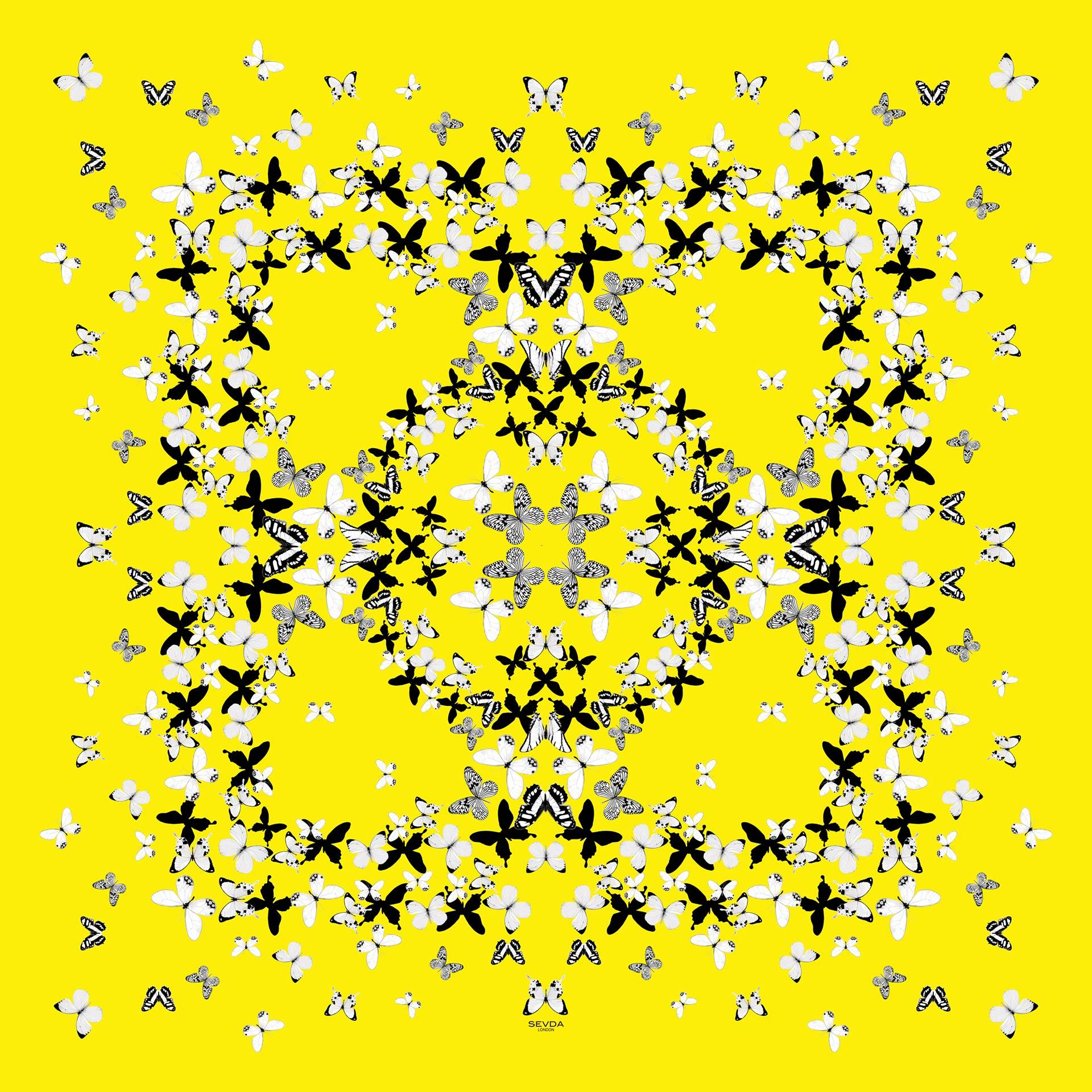 Yellow Butterflies Cashmere Blend Scarf - Fusion of London's design and Italian craftsmanship, a luxurious gift choice.