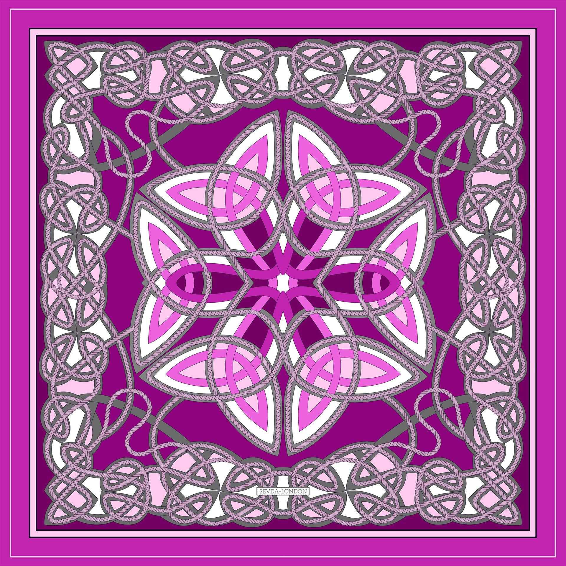 Violet Celtic Silk Scarf - A fusion of London's design and Italian craftsmanship, a luxurious gift choice.