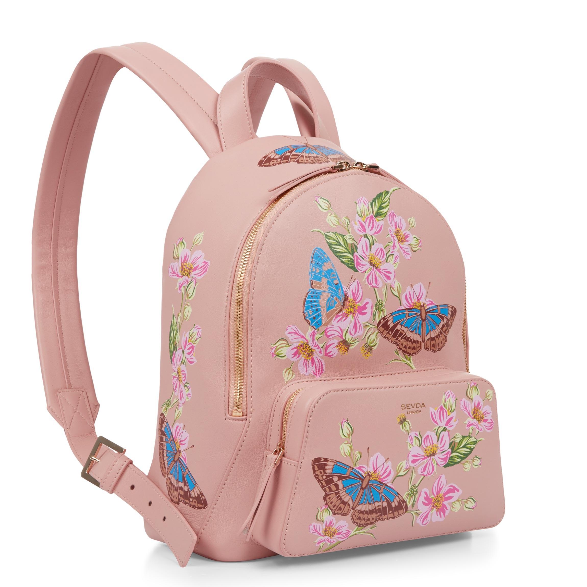 Pink Backpack with Flowers Print - The fusion of London's design and Italian craftsmanship.