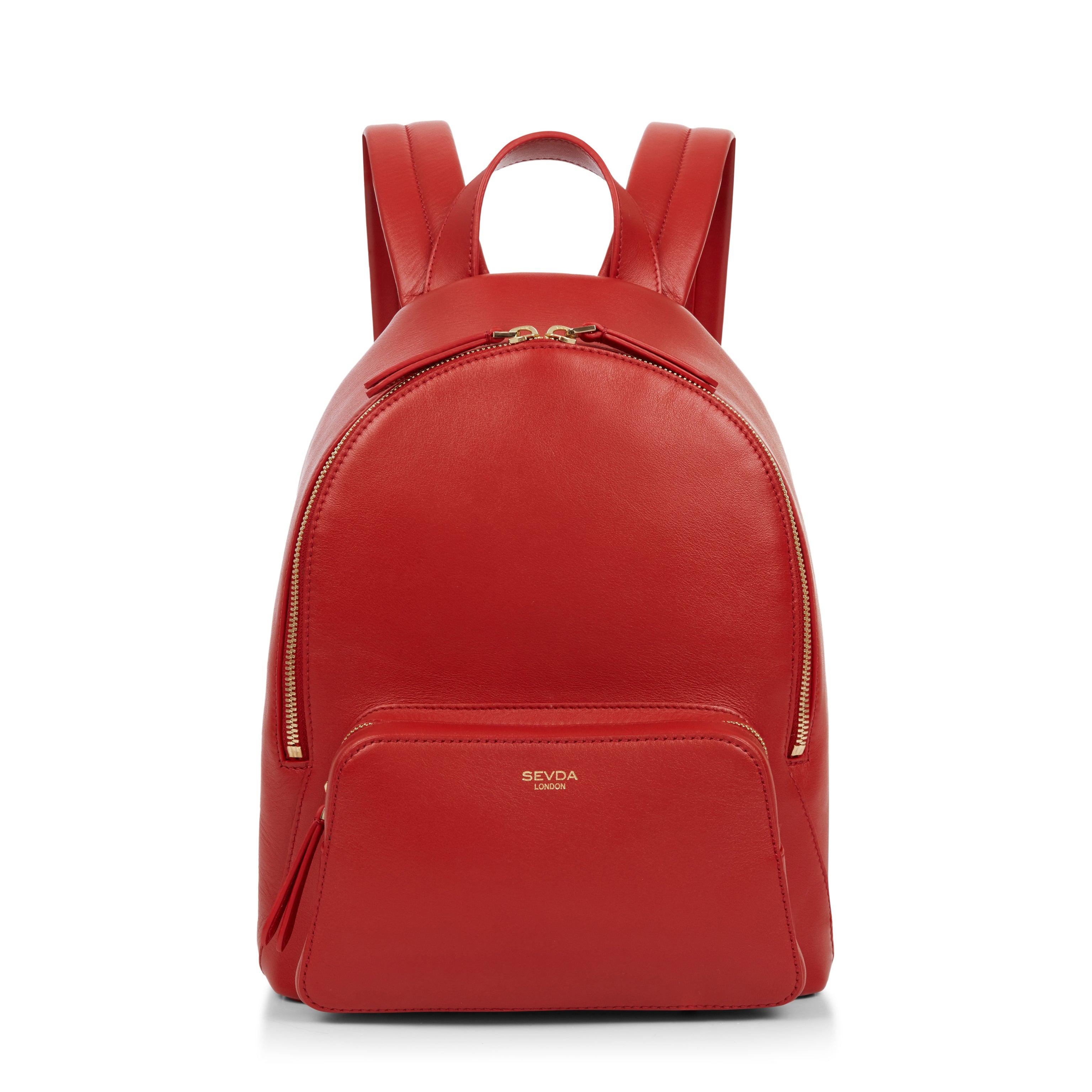 Emma Designer Backpack in Red - A masterpiece of Italian craftsmanship in responsibly sourced leather.