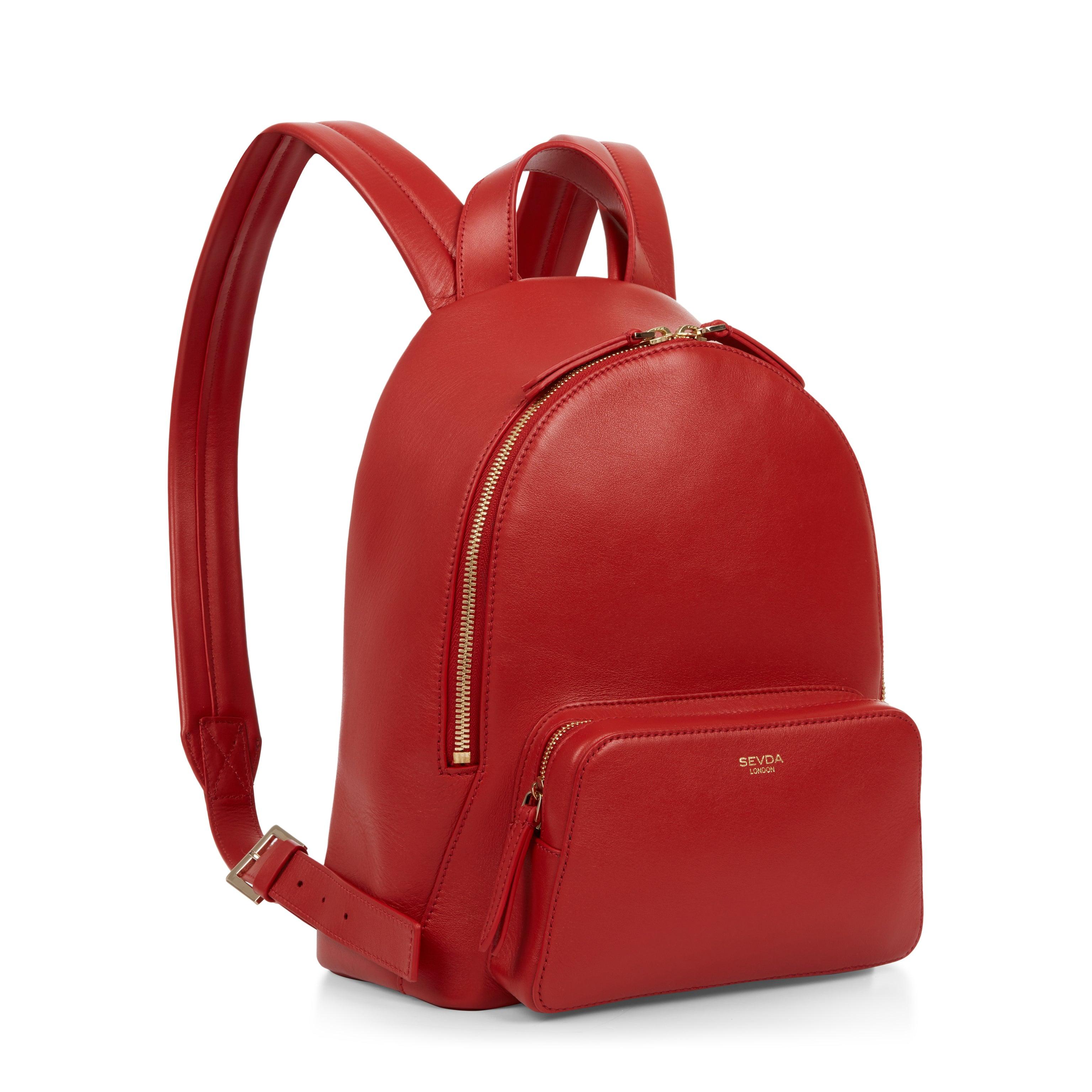 Emma Designer Backpack in Red - A masterpiece of Italian craftsmanship in responsibly sourced leather.