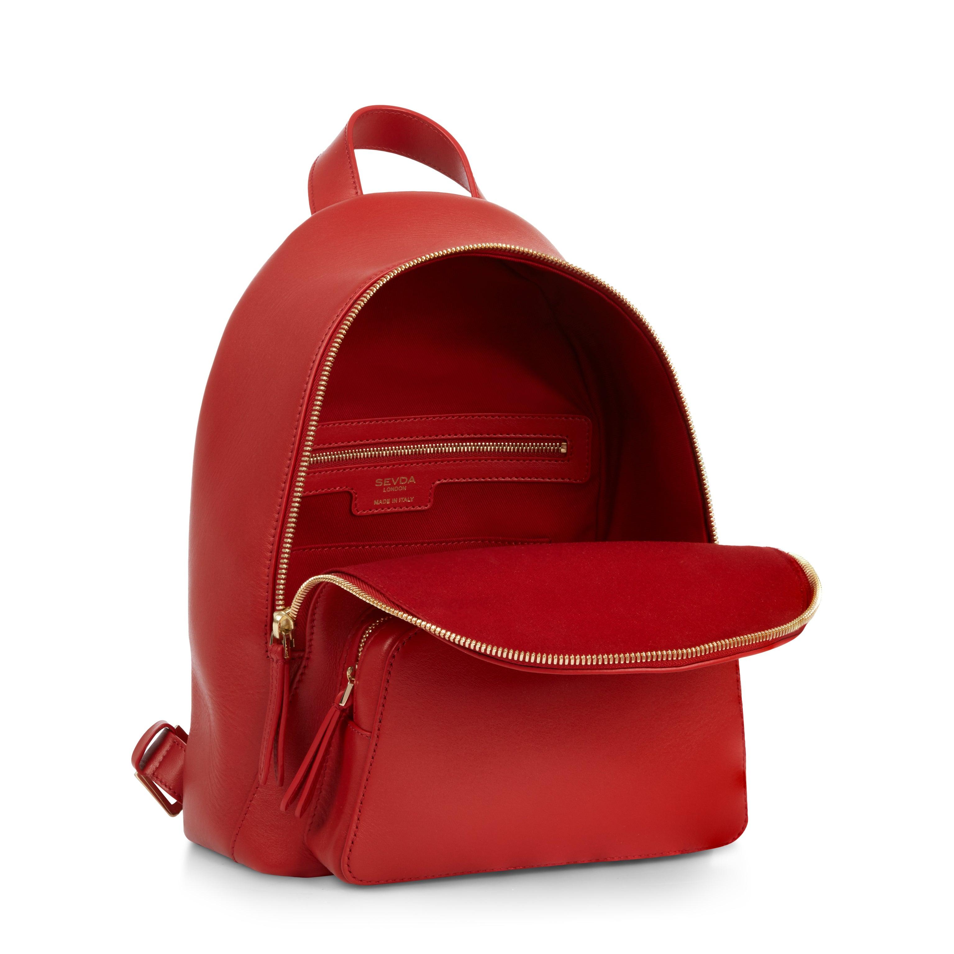 Emma Designer Backpack in Red - A masterpiece of Italian craftsmanship in responsibly sourced leather.