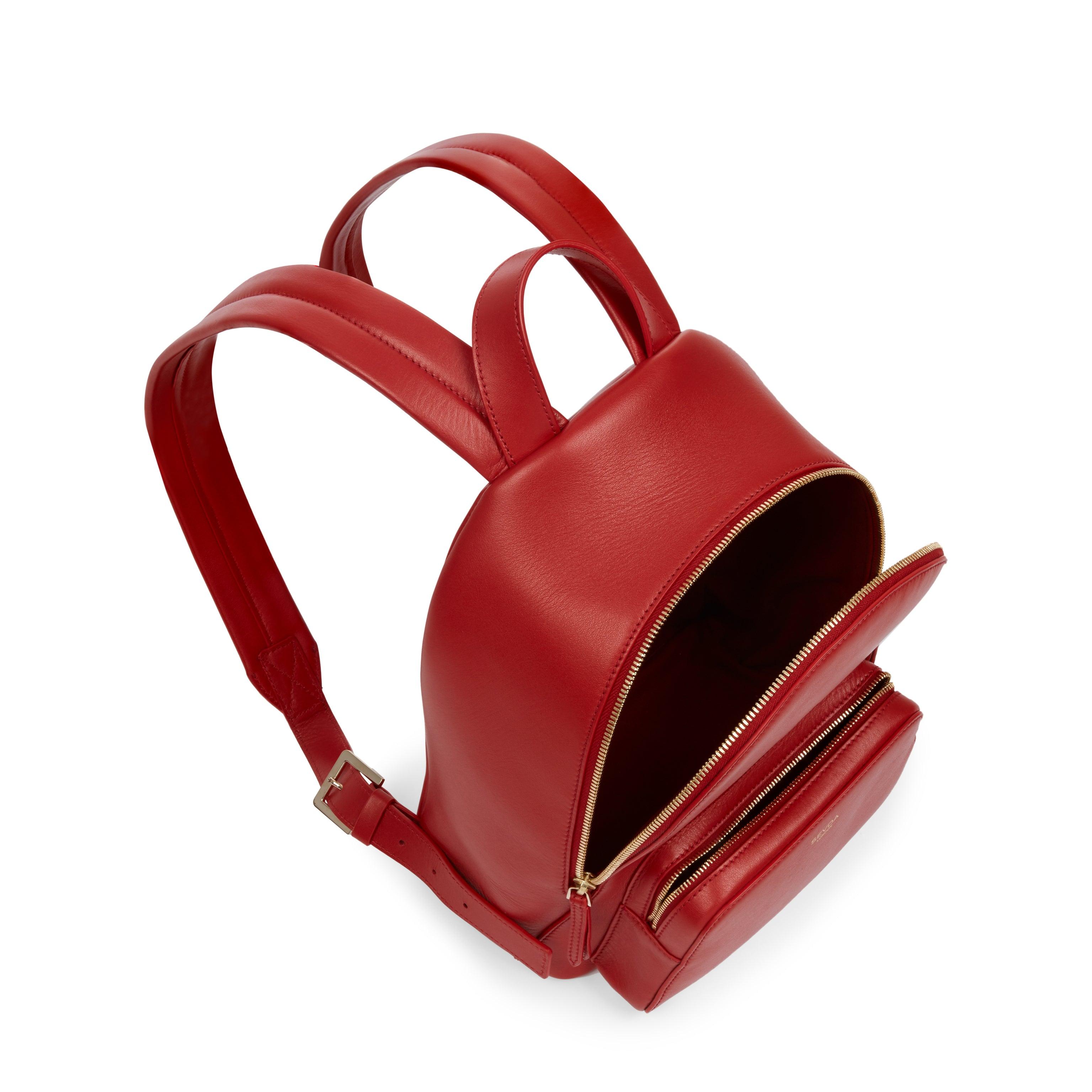 Emma Designer Backpack in Red - A masterpiece of Italian craftsmanship in responsibly sourced leather.