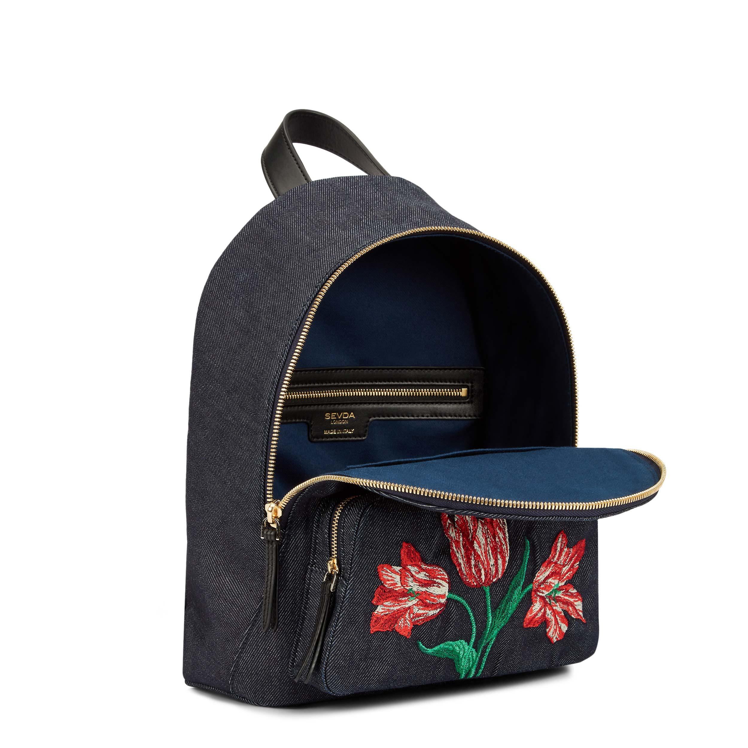 Sustainable Denim Designer Backpack - A blend of London's style and Italian craftsmanship.