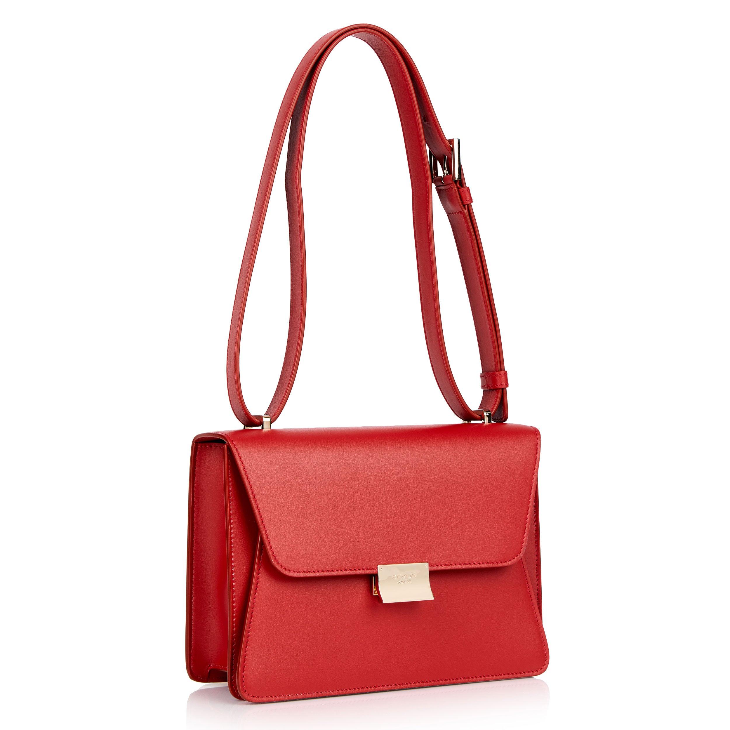  Red Leather Designer Shoulder Bag - The fusion of London's style and Italian craftsmanship.