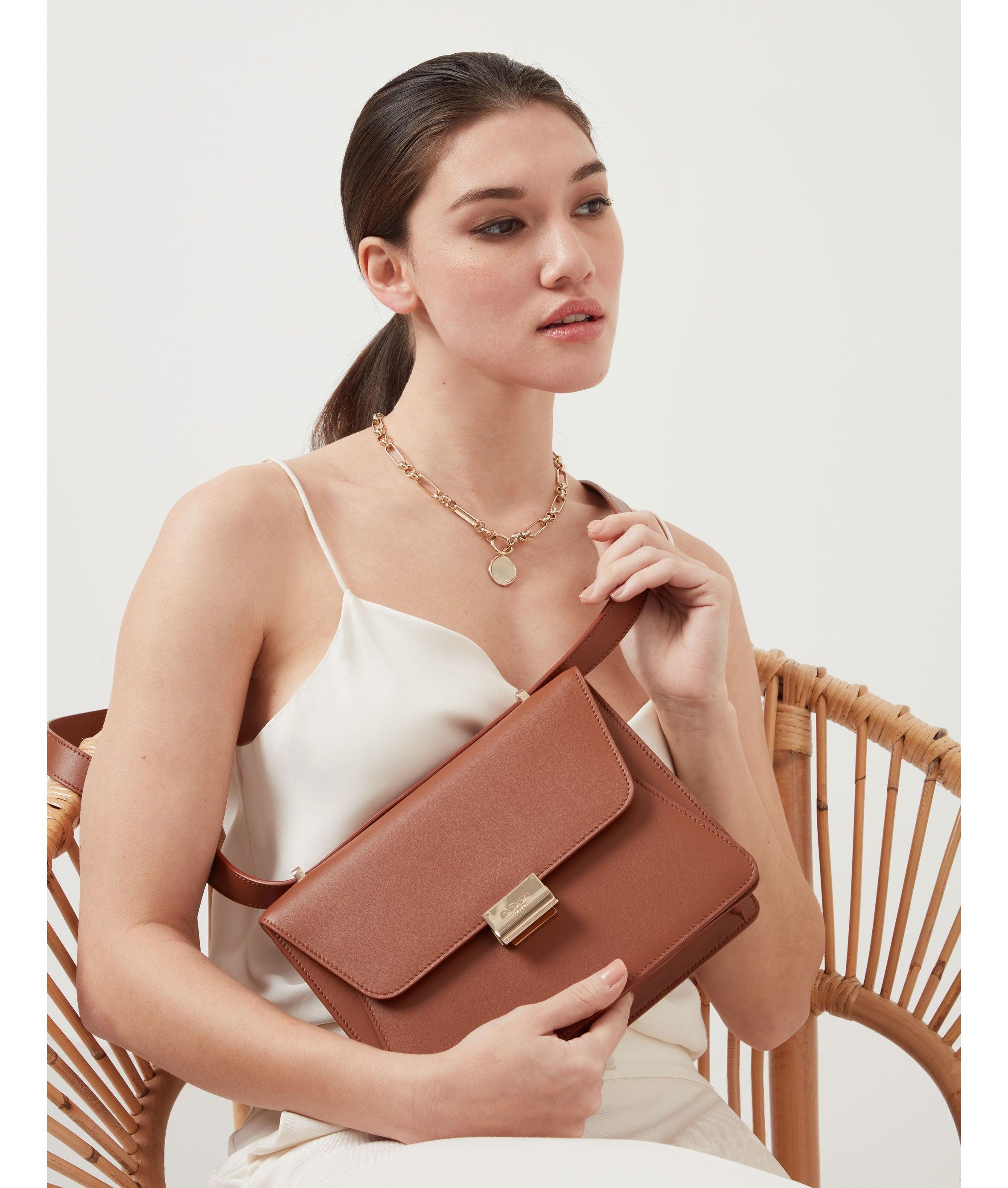 Tan Leather Designer Shoulder Bag - A fusion of London's style and Italian craftsmanship.
