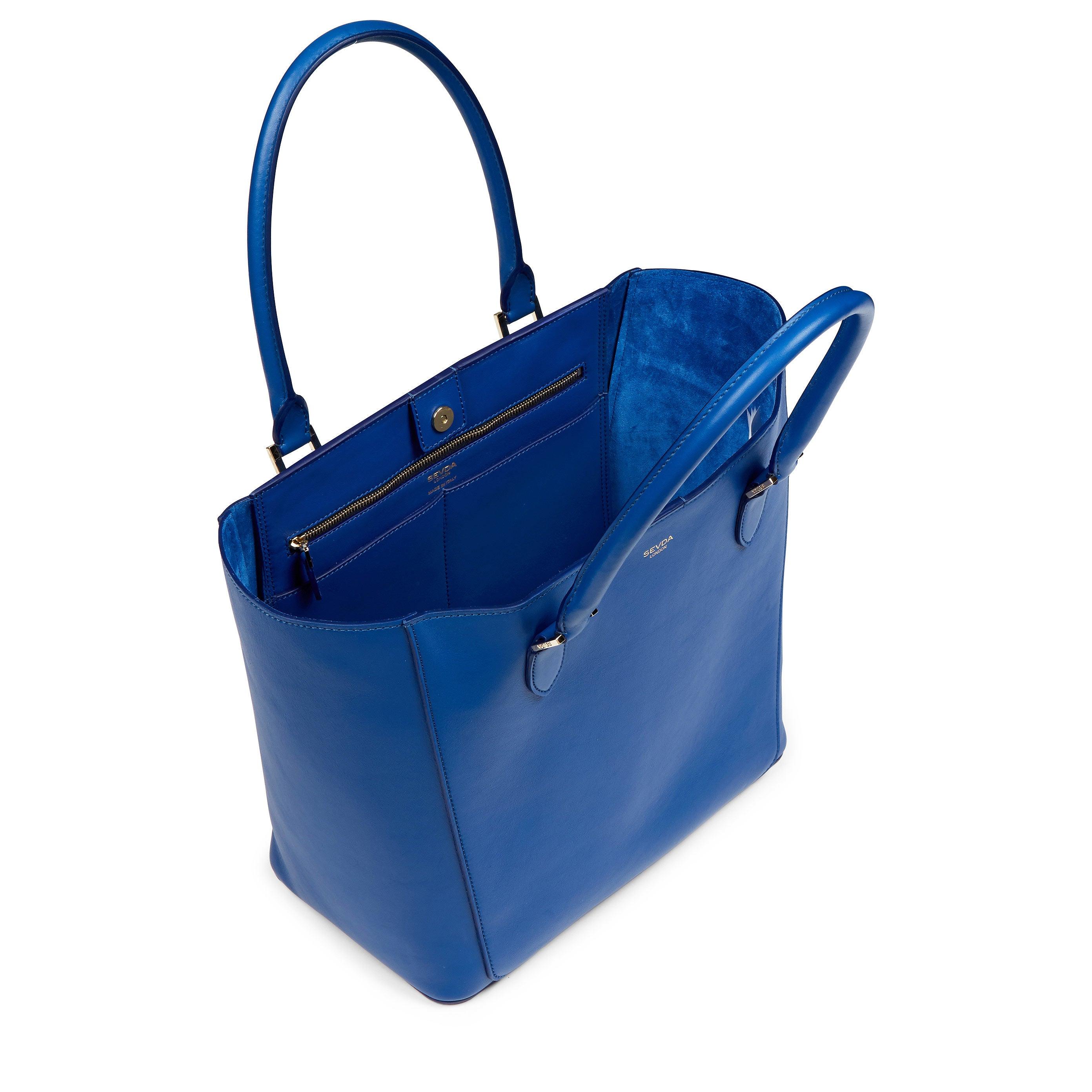 Blue Princess Shopper Bag - SEVDA LONDON Designer Bags from Italy.