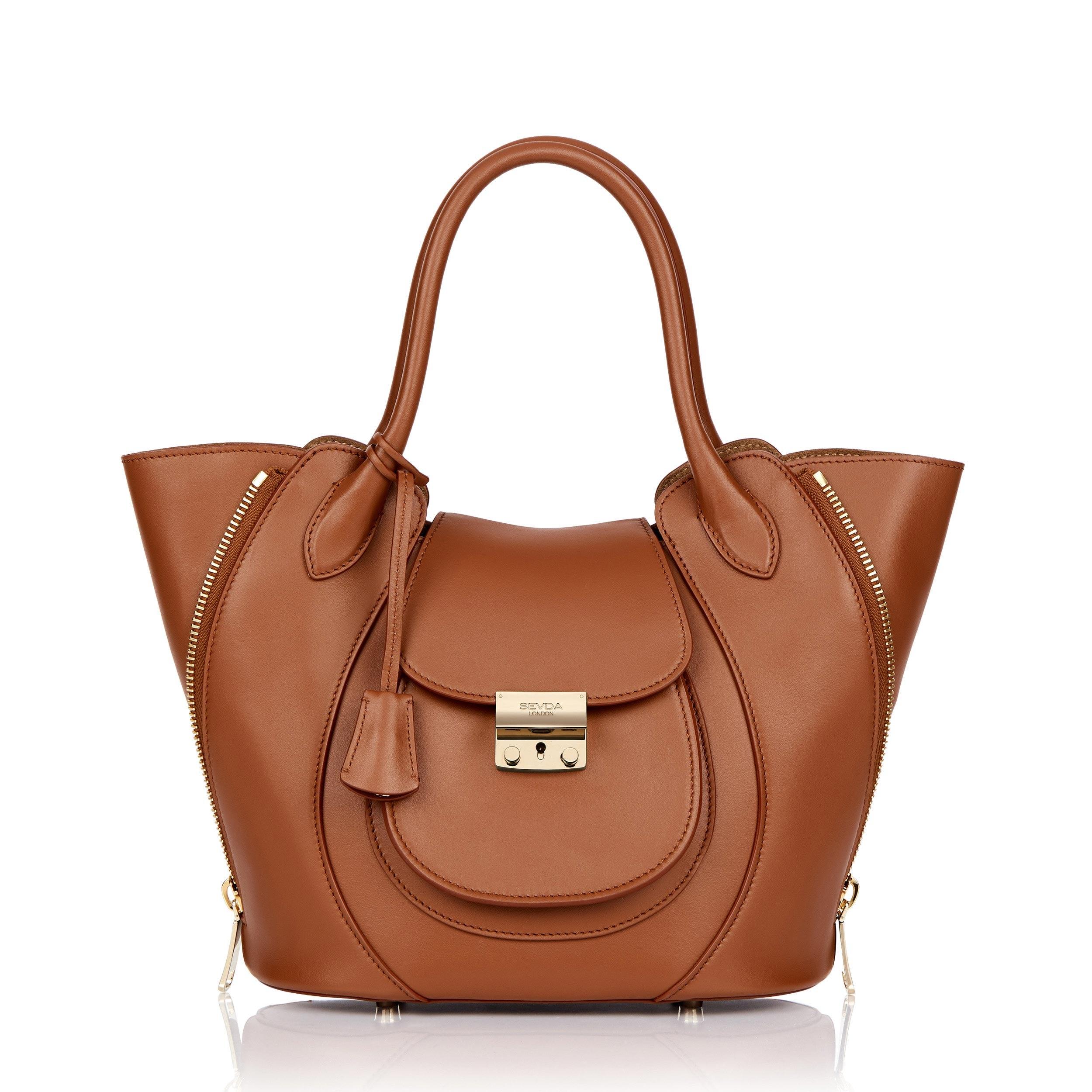 Tan Luxury Designer Bag - Marrying London's fashion with Italian craftsmanship, crafted from deforestation-free leather.