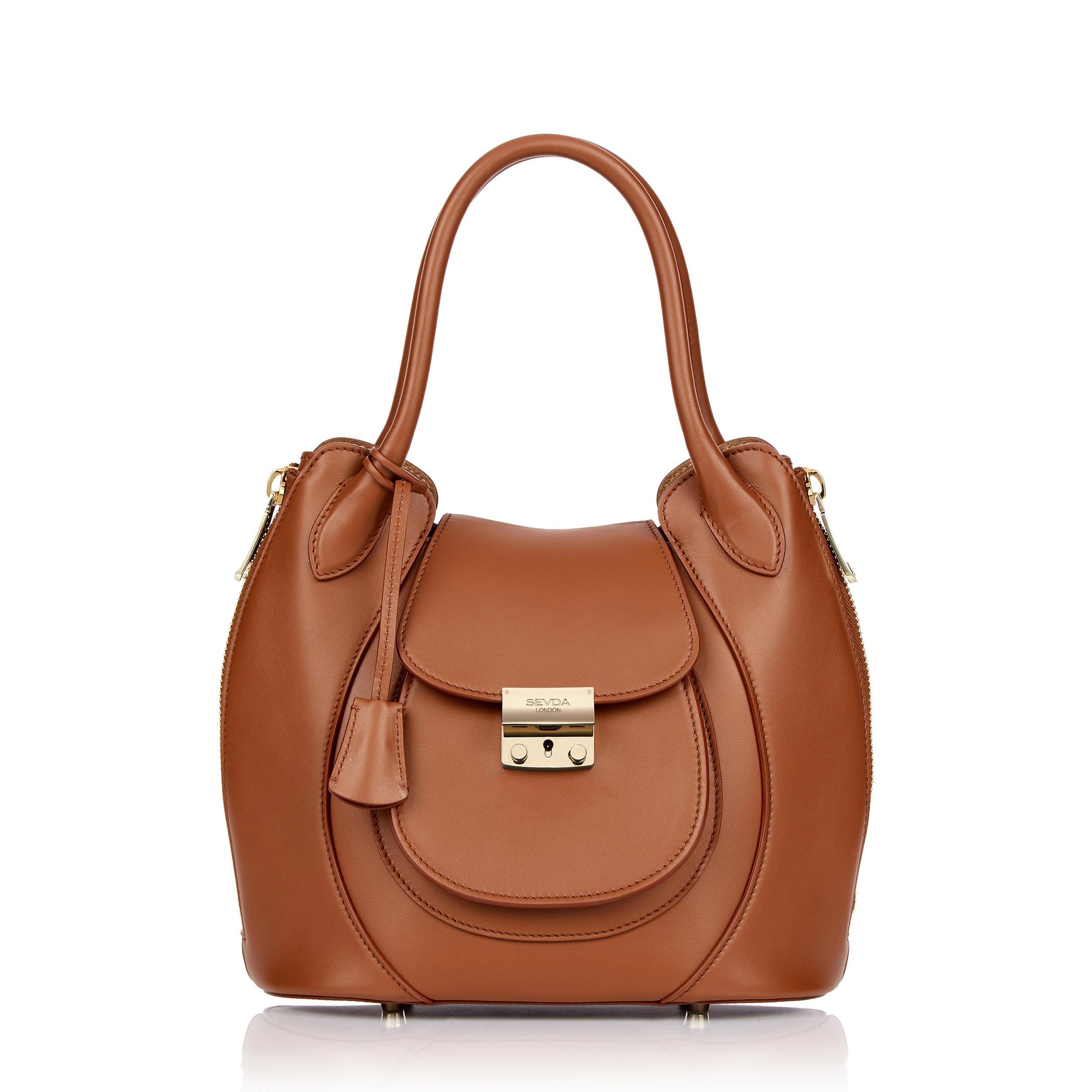 Tan Luxury Designer Bag - Marrying London's fashion with Italian craftsmanship, crafted from deforestation-free leather.