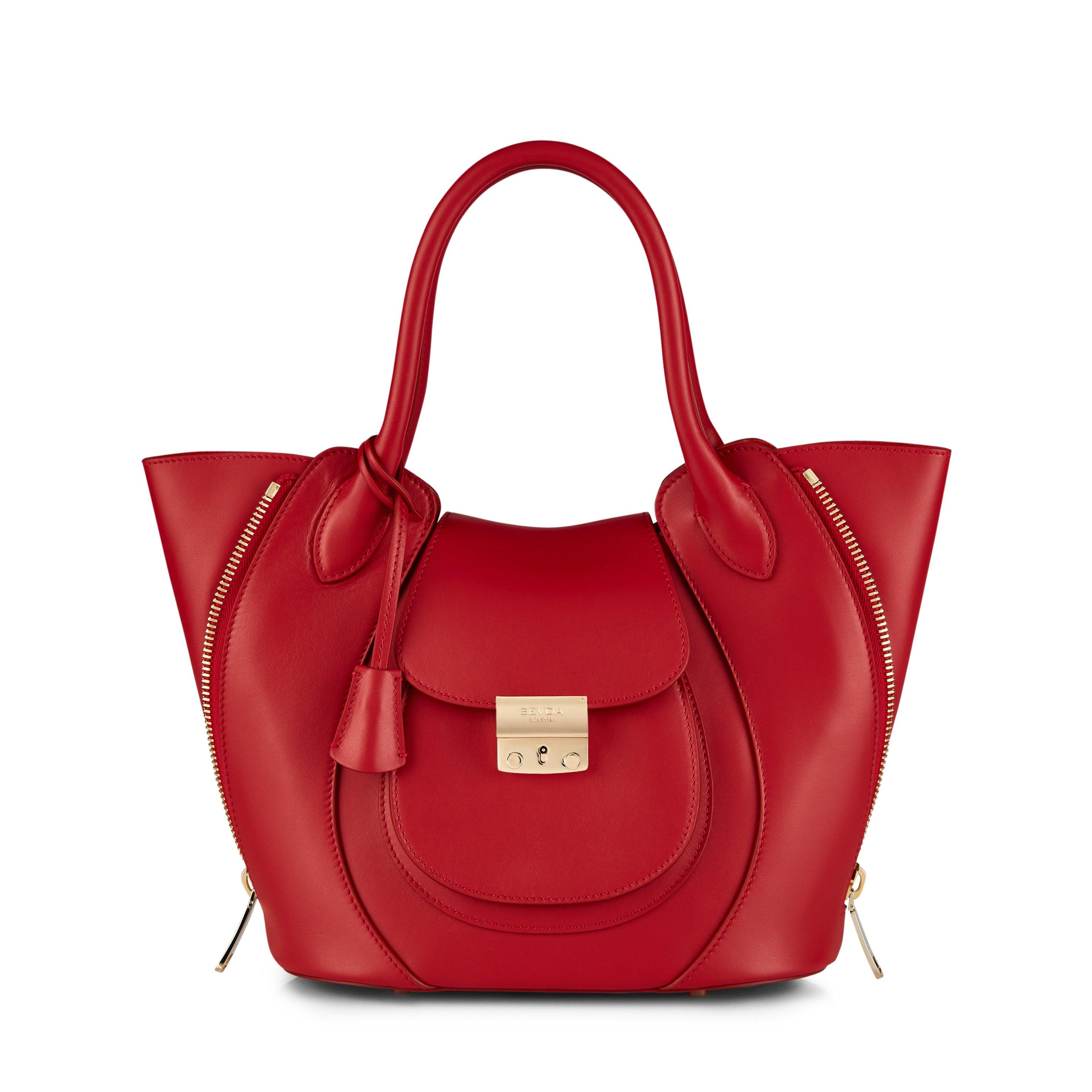 Red Luxury Designer Bag - Fusion of London's style and Italian craftsmanship.