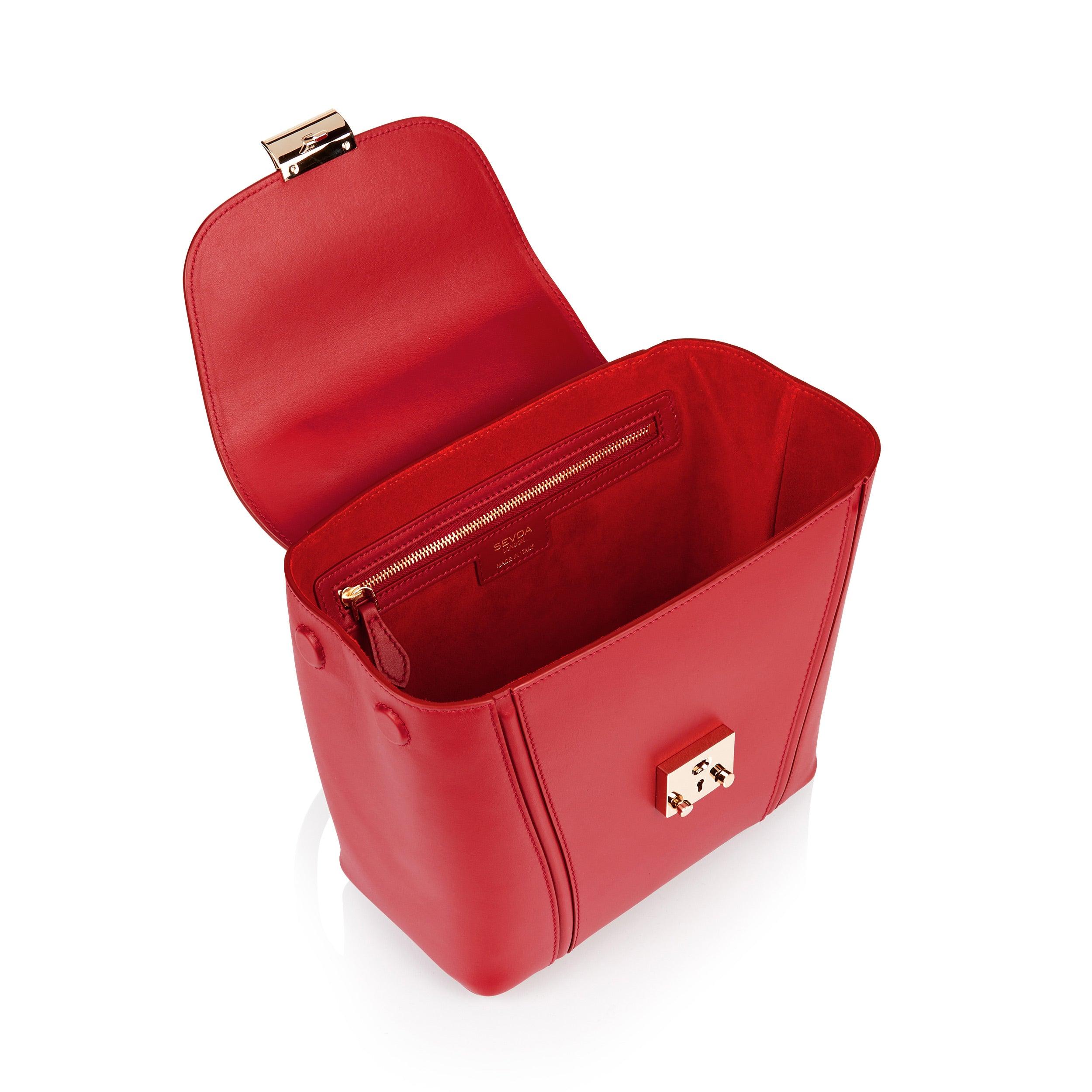 Red Small Top Handle Designer Bag - A fusion of London design and Italian craftsmanship.