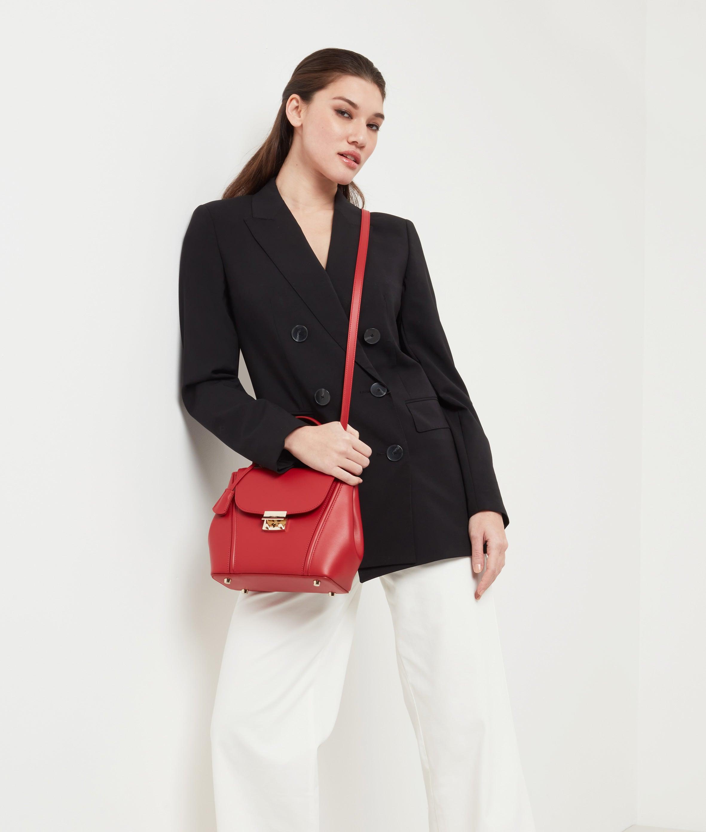 Red Small Top Handle Designer Bag - A fusion of London design and Italian craftsmanship.