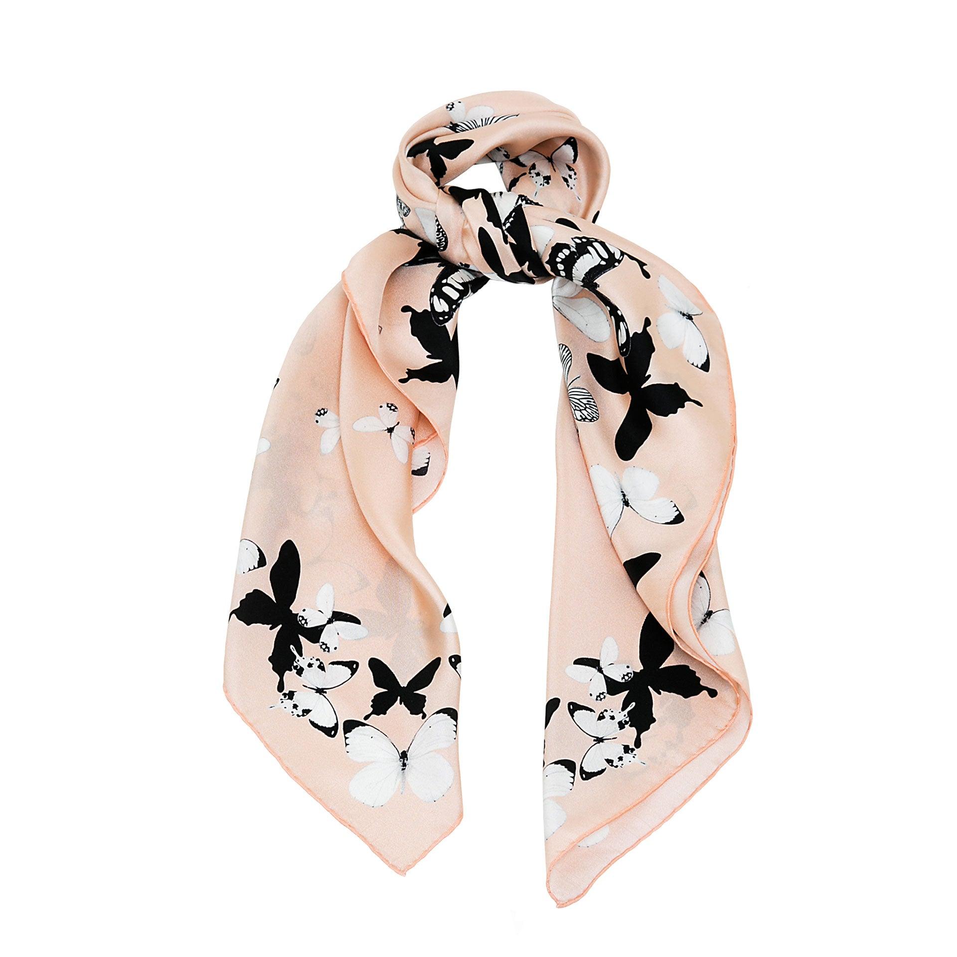 Coral Pink Butterflies Silk Scarf - A blend of London's design and Italian craftsmanship, a luxurious gift choice.