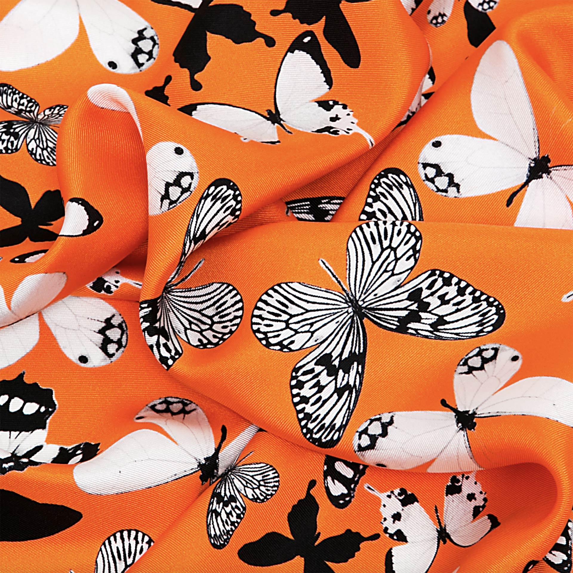 Orange Butterflies Silk Scarf - A blend of London's design and Italian craftsmanship, a luxurious gift choice.