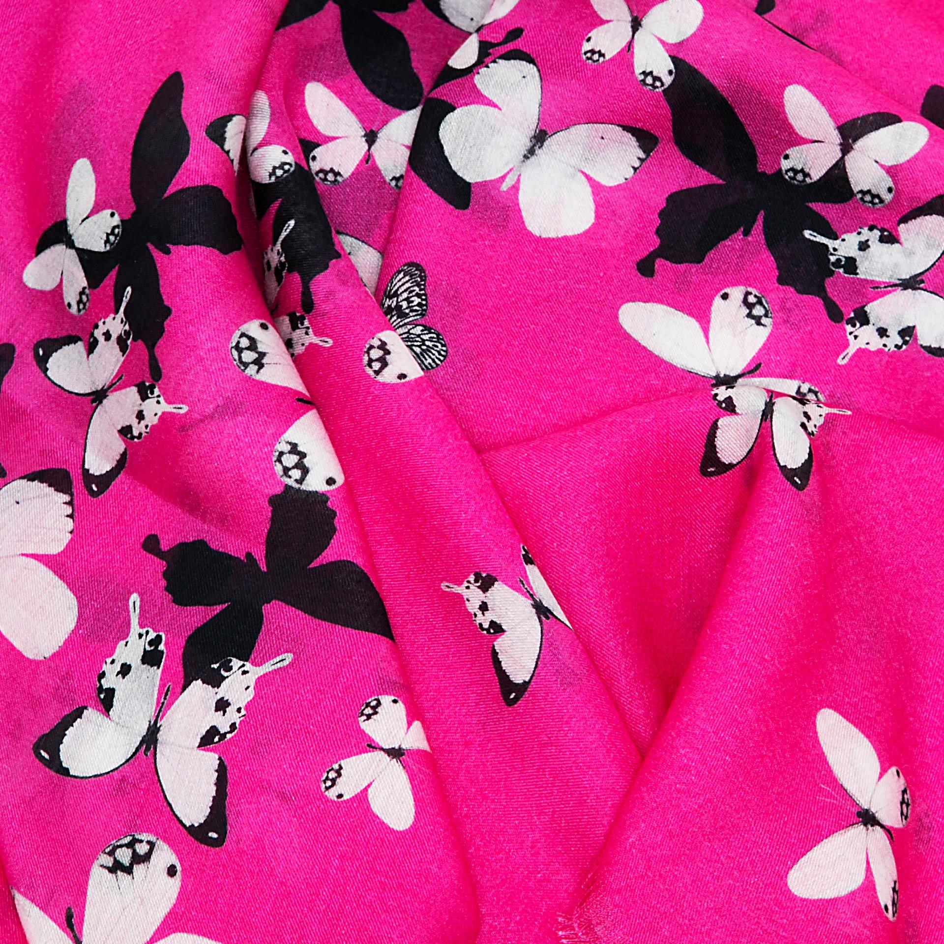 Fuchsia Pink Butterflies Cashmere Blend Scarf - Fusion of London's design and Italian craftsmanship, a luxurious gift choice.