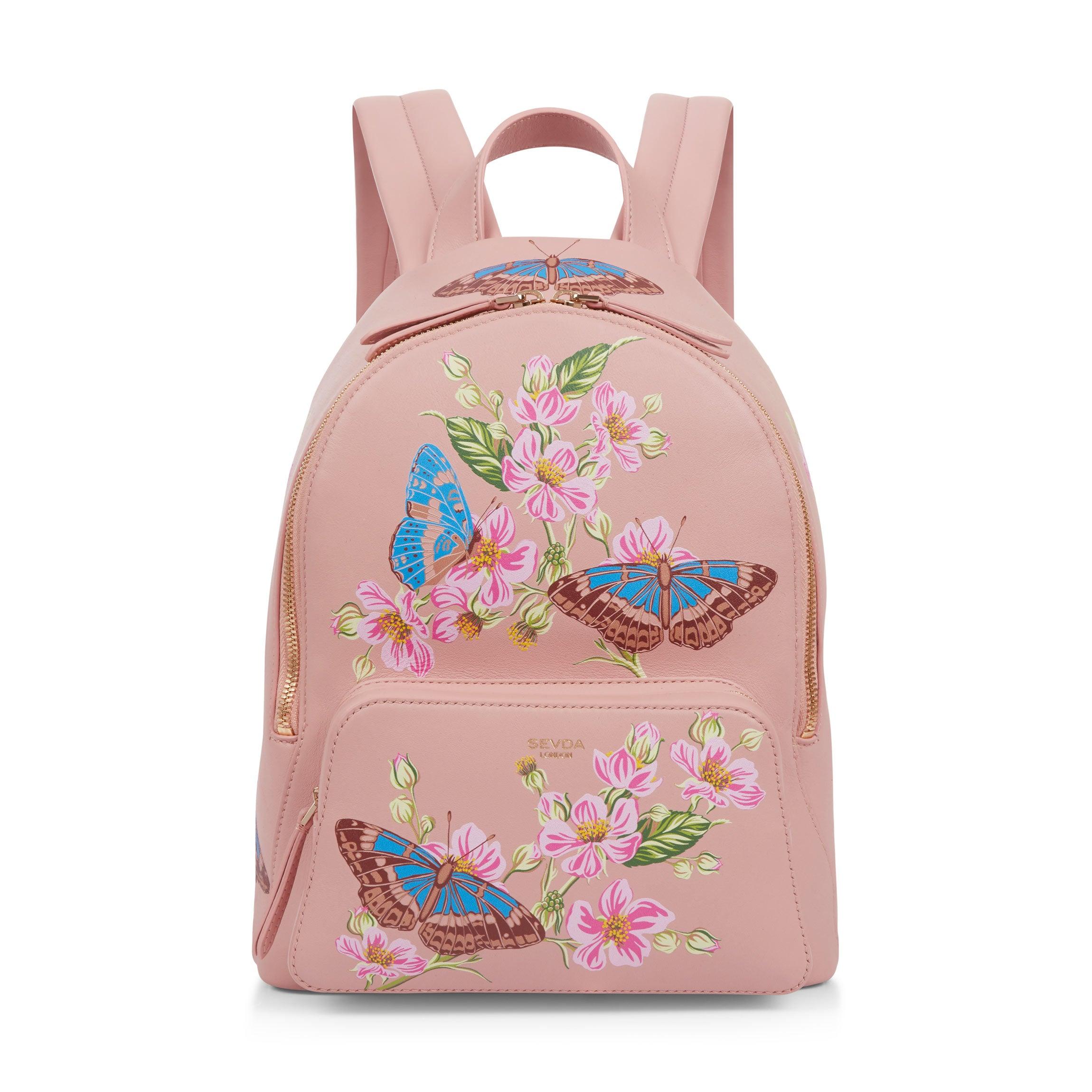Pink Backpack with Flowers Print - The fusion of London's design and Italian craftsmanship.