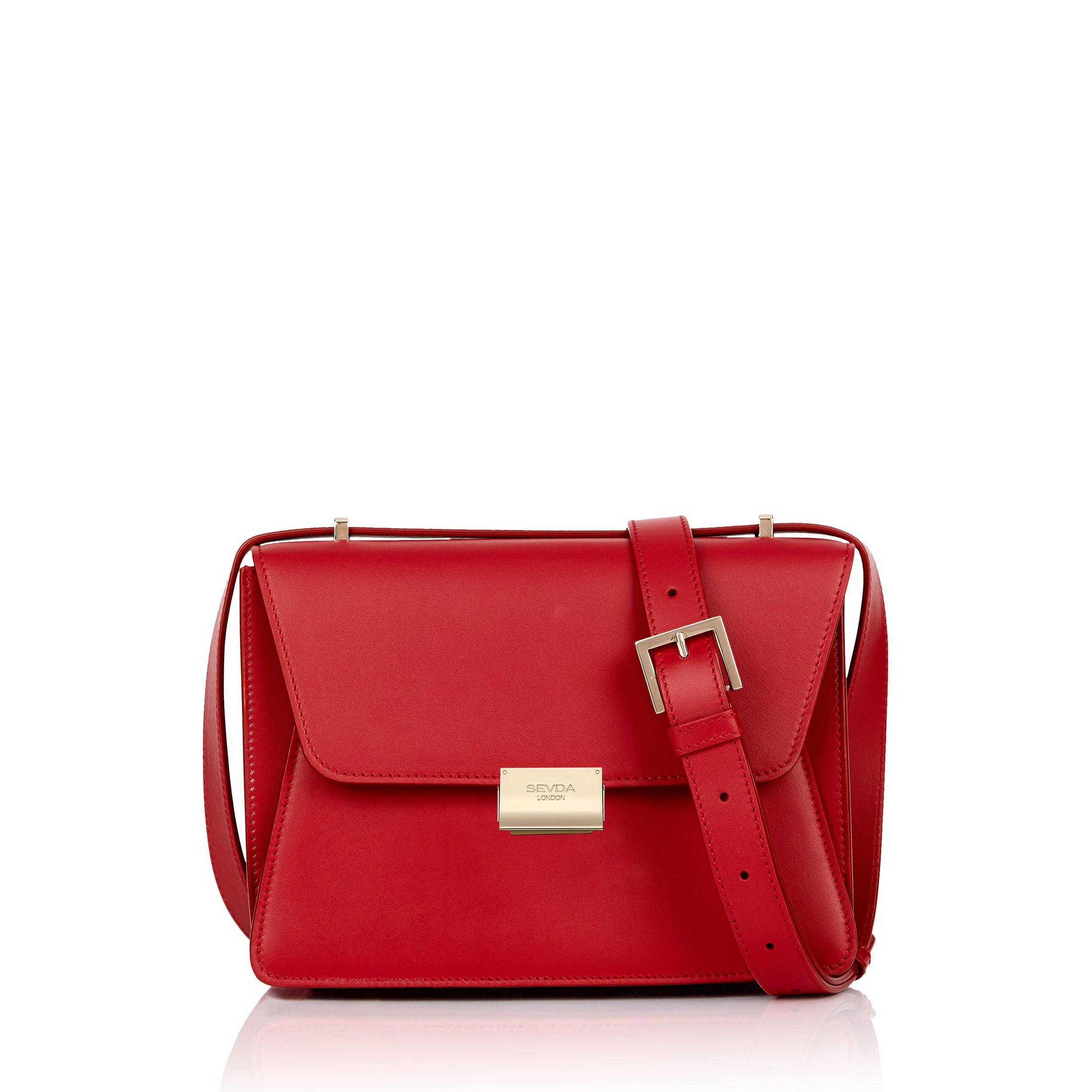 Red Leather Designer Shoulder Bag - The fusion of London's style and Italian craftsmanship.