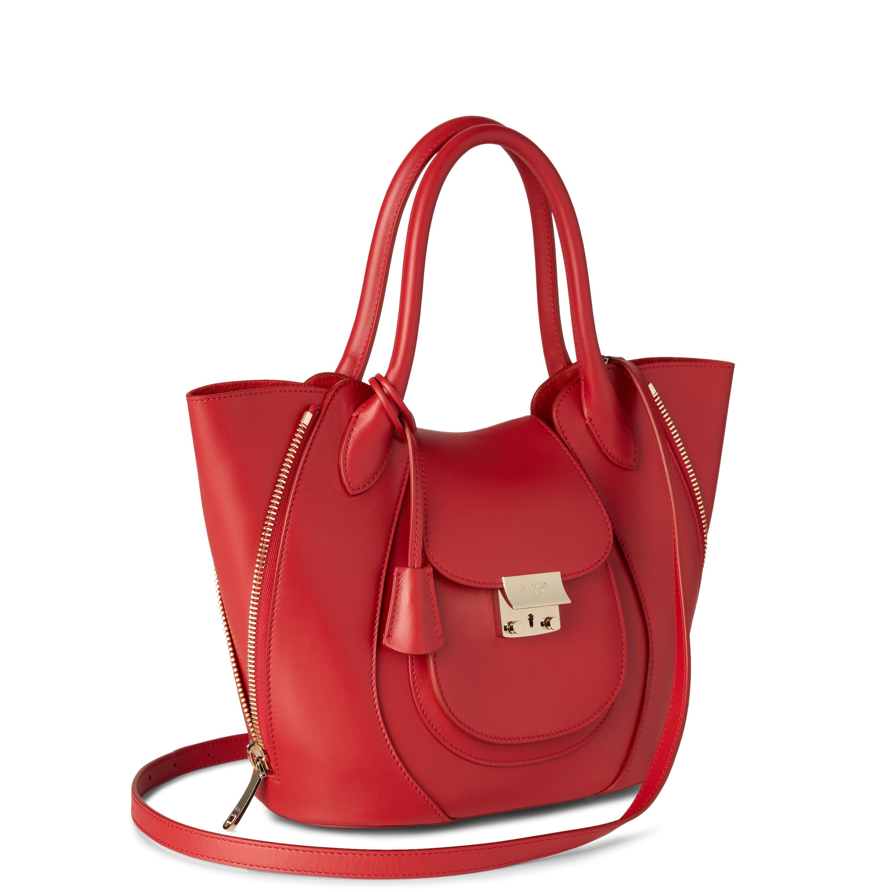 Red Luxury Designer Bag - Fusion of London's style and Italian craftsmanship.
